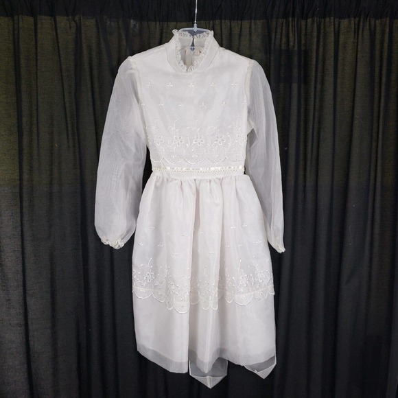 Vintage Merry Girl Party Dress Communion Flower Girl Princess Girls sz 7 8 Twirl - Picture 1 of 8